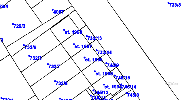 Parcela st. 732/14 v KÚ Lomnice nad Popelkou, Katastrální mapa