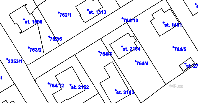 Parcela st. 764/3 v KÚ Lomnice nad Popelkou, Katastrální mapa