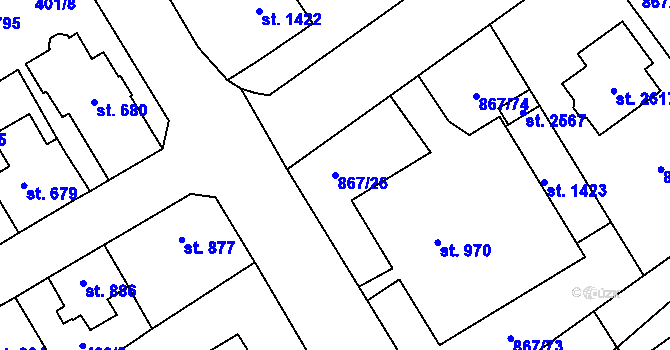 Parcela st. 867/26 v KÚ Lomnice nad Popelkou, Katastrální mapa