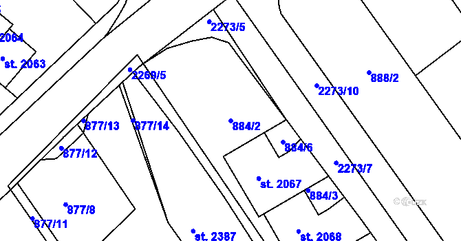 Parcela st. 884/2 v KÚ Lomnice nad Popelkou, Katastrální mapa