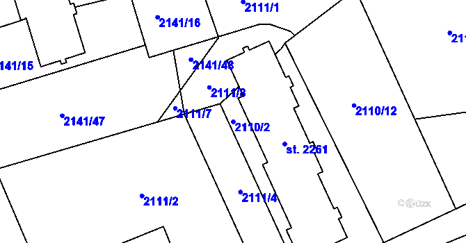 Parcela st. 2110/2 v KÚ Lomnice nad Popelkou, Katastrální mapa