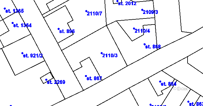 Parcela st. 2110/3 v KÚ Lomnice nad Popelkou, Katastrální mapa