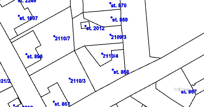 Parcela st. 2110/4 v KÚ Lomnice nad Popelkou, Katastrální mapa