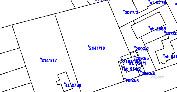 Parcela st. 2141/18 v KÚ Lomnice nad Popelkou, Katastrální mapa