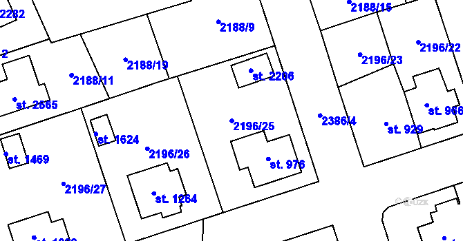 Parcela st. 2196/25 v KÚ Lomnice nad Popelkou, Katastrální mapa