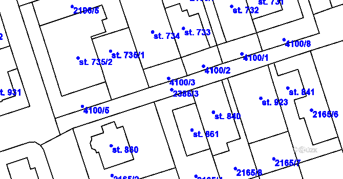 Parcela st. 2386/3 v KÚ Lomnice nad Popelkou, Katastrální mapa