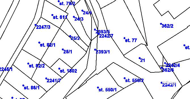 Parcela st. 2393/1 v KÚ Lomnice nad Popelkou, Katastrální mapa