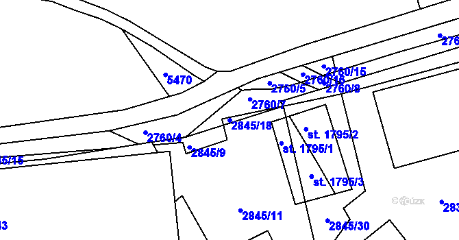 Parcela st. 2845/18 v KÚ Lomnice nad Popelkou, Katastrální mapa