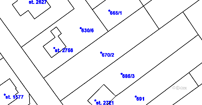 Parcela st. 670/2 v KÚ Lomnice nad Popelkou, Katastrální mapa