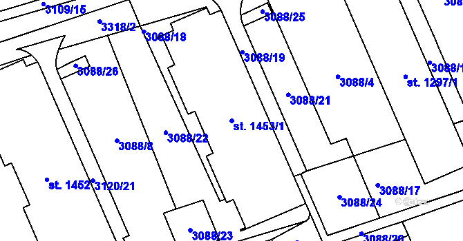 Parcela st. 1453/1 v KÚ Lomnice nad Popelkou, Katastrální mapa