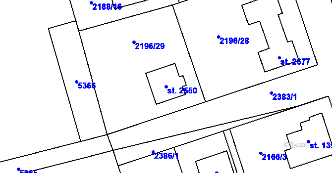 Parcela st. 2550 v KÚ Lomnice nad Popelkou, Katastrální mapa