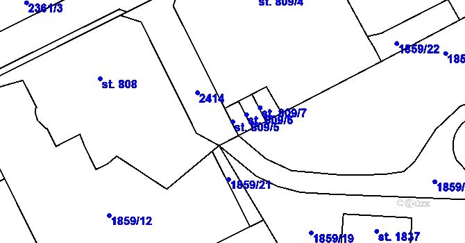 Parcela st. 809/5 v KÚ Lomnice nad Popelkou, Katastrální mapa