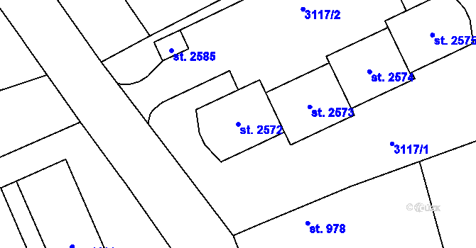 Parcela st. 2572 v KÚ Lomnice nad Popelkou, Katastrální mapa