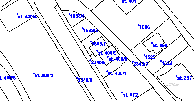 Parcela st. 400/9 v KÚ Lomnice nad Popelkou, Katastrální mapa