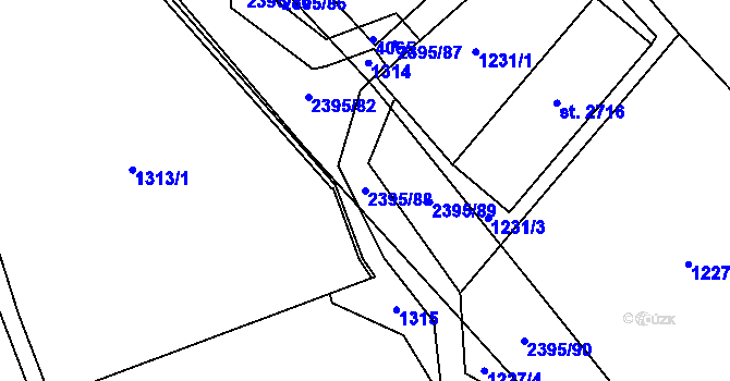 Parcela st. 2395/88 v KÚ Lomnice nad Popelkou, Katastrální mapa