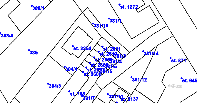 Parcela st. 2610 v KÚ Lomnice nad Popelkou, Katastrální mapa