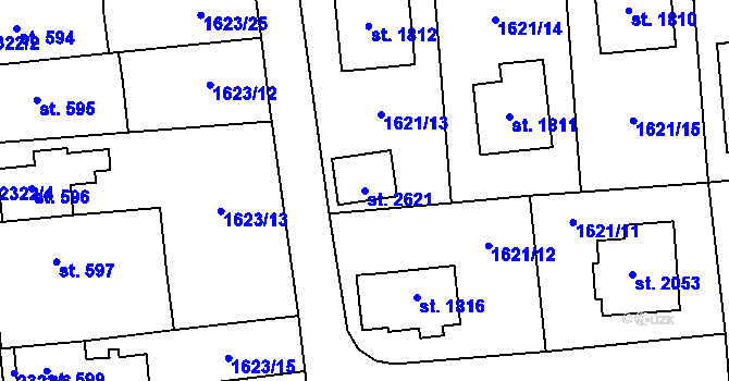 Parcela st. 2621 v KÚ Lomnice nad Popelkou, Katastrální mapa