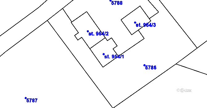 Parcela st. 954/1 v KÚ Lomnice nad Popelkou, Katastrální mapa
