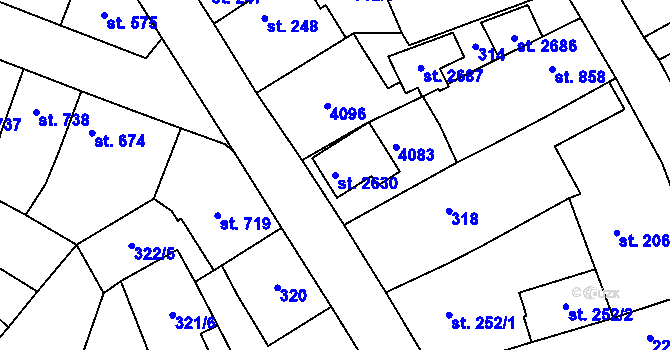 Parcela st. 2630 v KÚ Lomnice nad Popelkou, Katastrální mapa