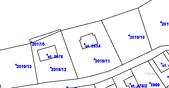 Parcela st. 2634 v KÚ Lomnice nad Popelkou, Katastrální mapa