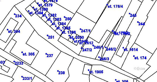 Parcela st. 2612 v KÚ Lomnice nad Popelkou, Katastrální mapa