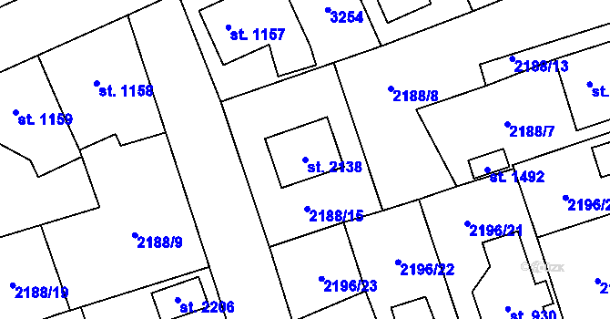 Parcela st. 2138 v KÚ Lomnice nad Popelkou, Katastrální mapa