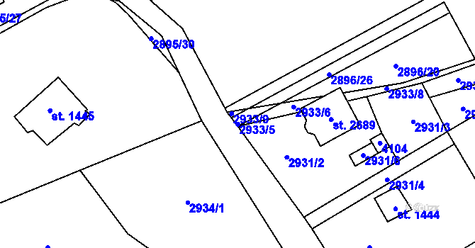 Parcela st. 2933/5 v KÚ Lomnice nad Popelkou, Katastrální mapa
