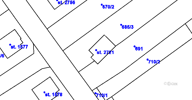 Parcela st. 2721 v KÚ Lomnice nad Popelkou, Katastrální mapa