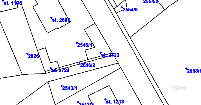 Parcela st. 2723 v KÚ Lomnice nad Popelkou, Katastrální mapa