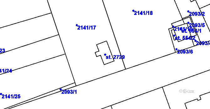 Parcela st. 2729 v KÚ Lomnice nad Popelkou, Katastrální mapa