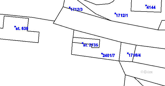 Parcela st. 2735 v KÚ Lomnice nad Popelkou, Katastrální mapa