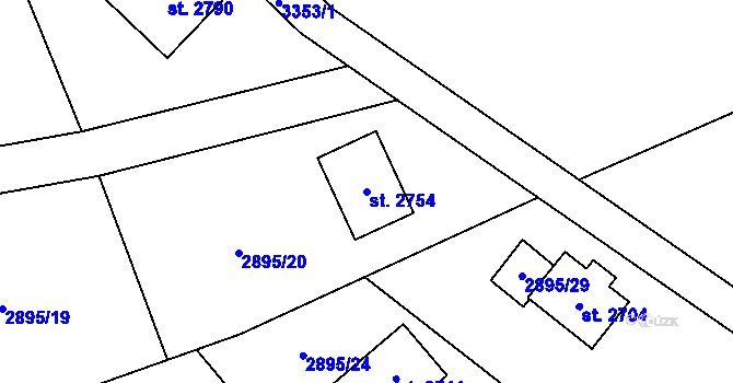 Parcela st. 2754 v KÚ Lomnice nad Popelkou, Katastrální mapa
