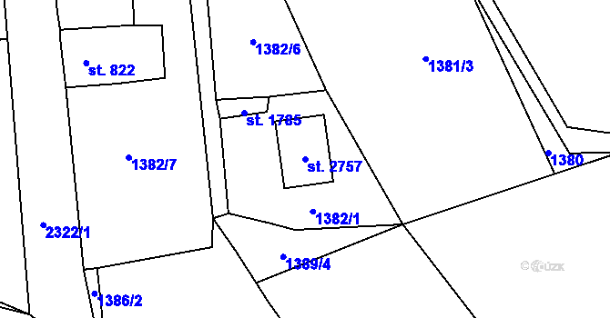 Parcela st. 2757 v KÚ Lomnice nad Popelkou, Katastrální mapa