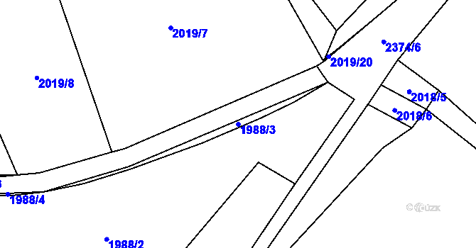Parcela st. 1988/3 v KÚ Lomnice nad Popelkou, Katastrální mapa