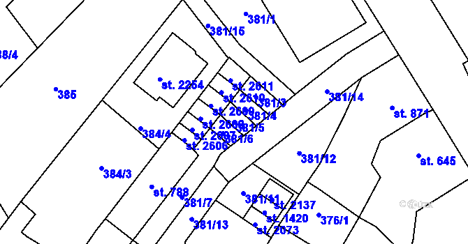 Parcela st. 381/5 v KÚ Lomnice nad Popelkou, Katastrální mapa