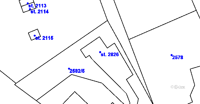 Parcela st. 2826 v KÚ Lomnice nad Popelkou, Katastrální mapa