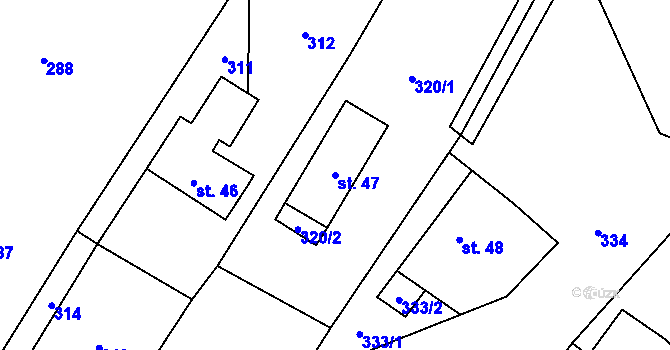 Parcela st. 47 v KÚ Želechy, Katastrální mapa