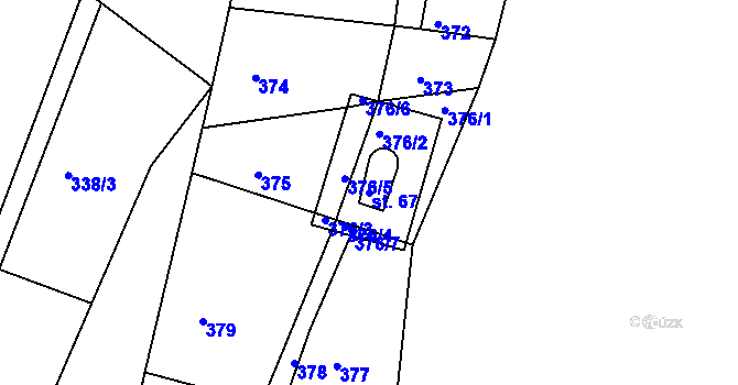 Parcela st. 67 v KÚ Želechy, Katastrální mapa