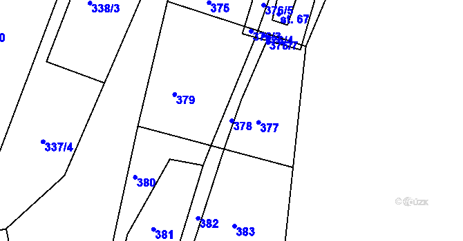 Parcela st. 378 v KÚ Želechy, Katastrální mapa