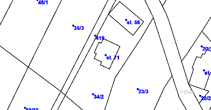 Parcela st. 71 v KÚ Želechy, Katastrální mapa