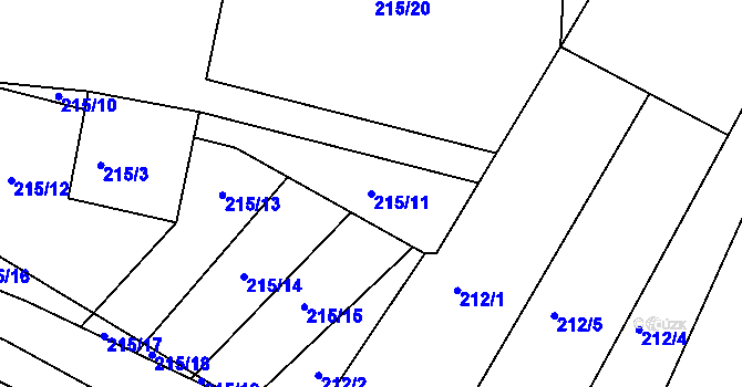 Parcela st. 215/11 v KÚ Lomnička u Tišnova, Katastrální mapa
