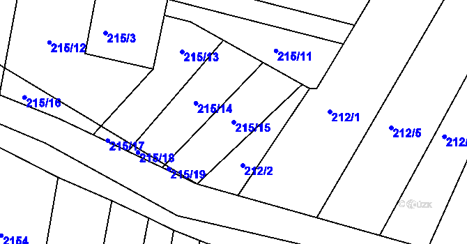 Parcela st. 215/15 v KÚ Lomnička u Tišnova, Katastrální mapa