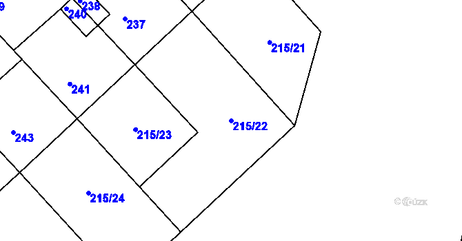 Parcela st. 215/22 v KÚ Lomnička u Tišnova, Katastrální mapa