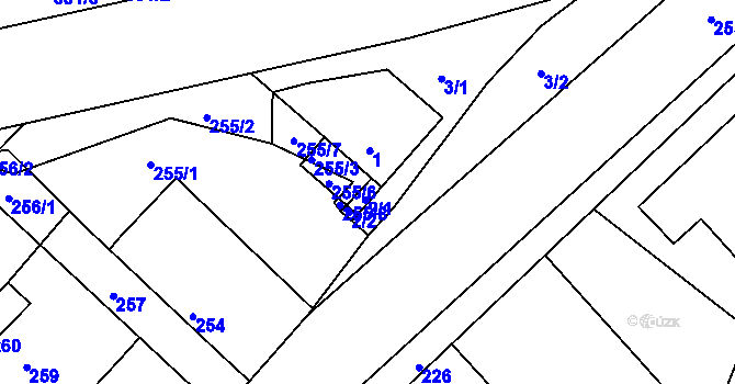 Parcela st. 2/1 v KÚ Lomnička u Tišnova, Katastrální mapa