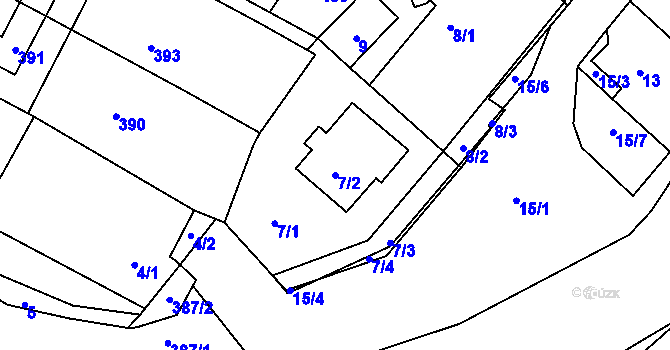 Parcela st. 7/2 v KÚ Lomnička u Tišnova, Katastrální mapa