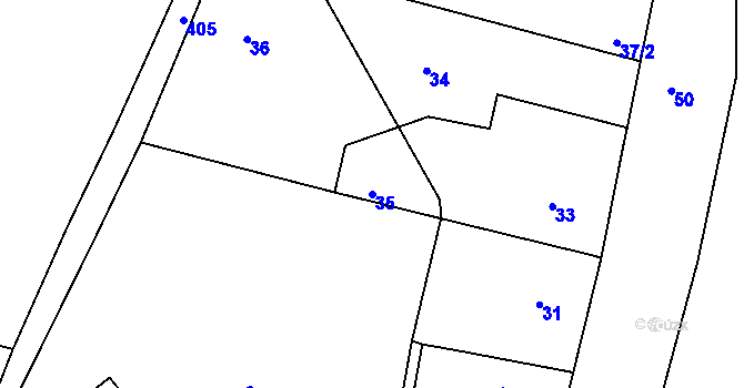 Parcela st. 35 v KÚ Lomnička u Tišnova, Katastrální mapa