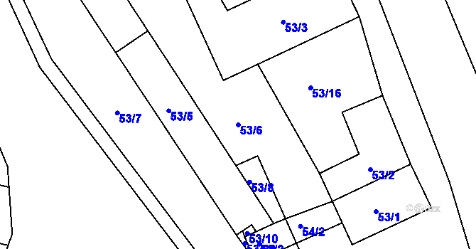 Parcela st. 53/6 v KÚ Lomnička u Tišnova, Katastrální mapa