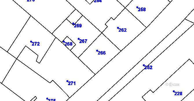 Parcela st. 266 v KÚ Lomnička u Tišnova, Katastrální mapa
