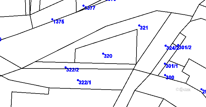 Parcela st. 320 v KÚ Lomnička u Tišnova, Katastrální mapa