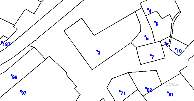 Parcela st. 3 v KÚ Lomy u Jemnice, Katastrální mapa